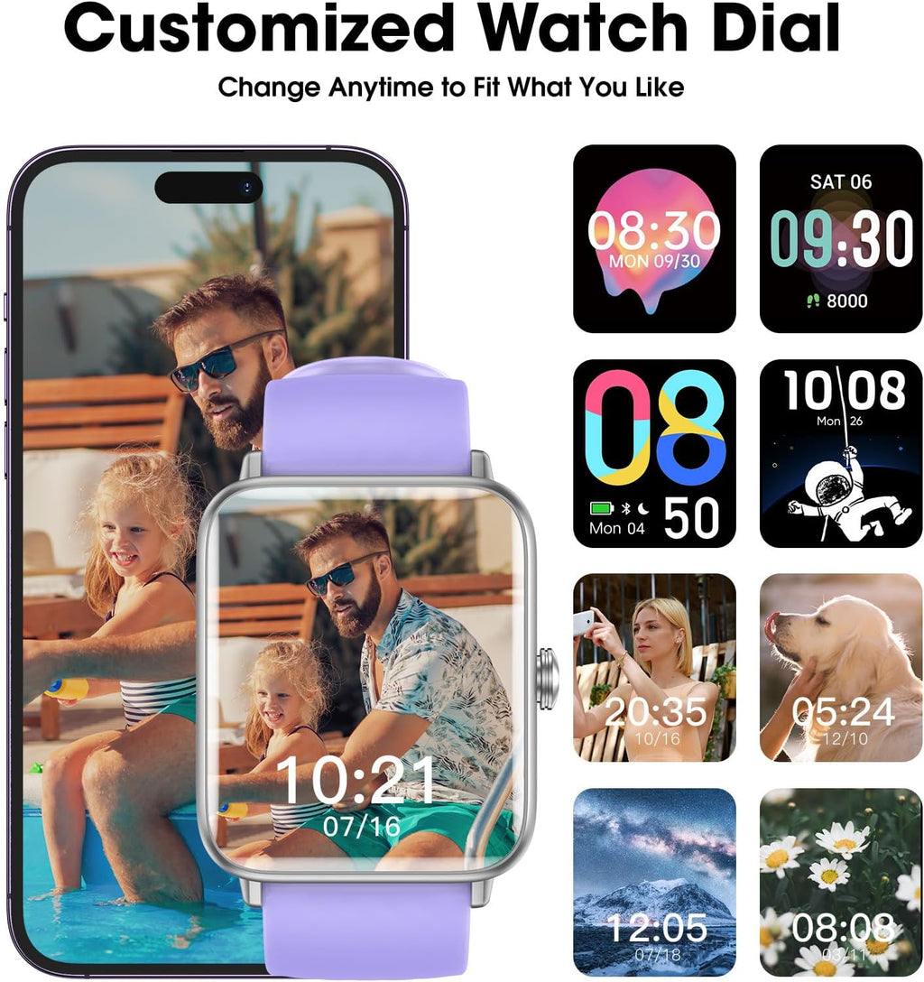 Smart Watch, Fitness Tracker with Touchscreen, Heart Rate Monitor, Blood Oxygen, Sleep Tracking Fitness Watch 5ATM Waterproof Smartwatch for Women Men Pedometer Step Calories for Android iOS