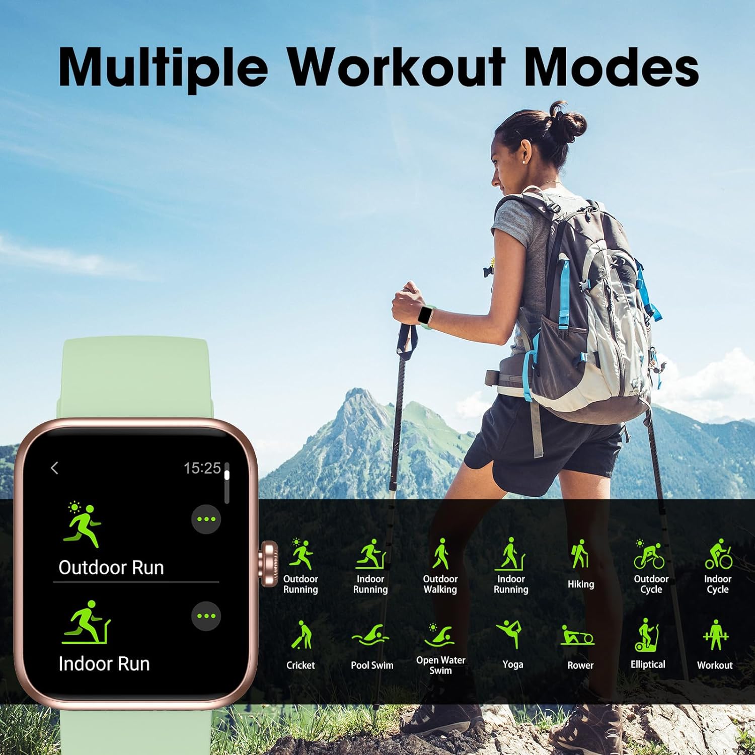 Smart Watch, Fitness Tracker with Touchscreen, Heart Rate Monitor, Blood Oxygen, Sleep Tracking Fitness Watch 5ATM Waterproof Smartwatch for Women Men Pedometer Step Calories for Android iOS