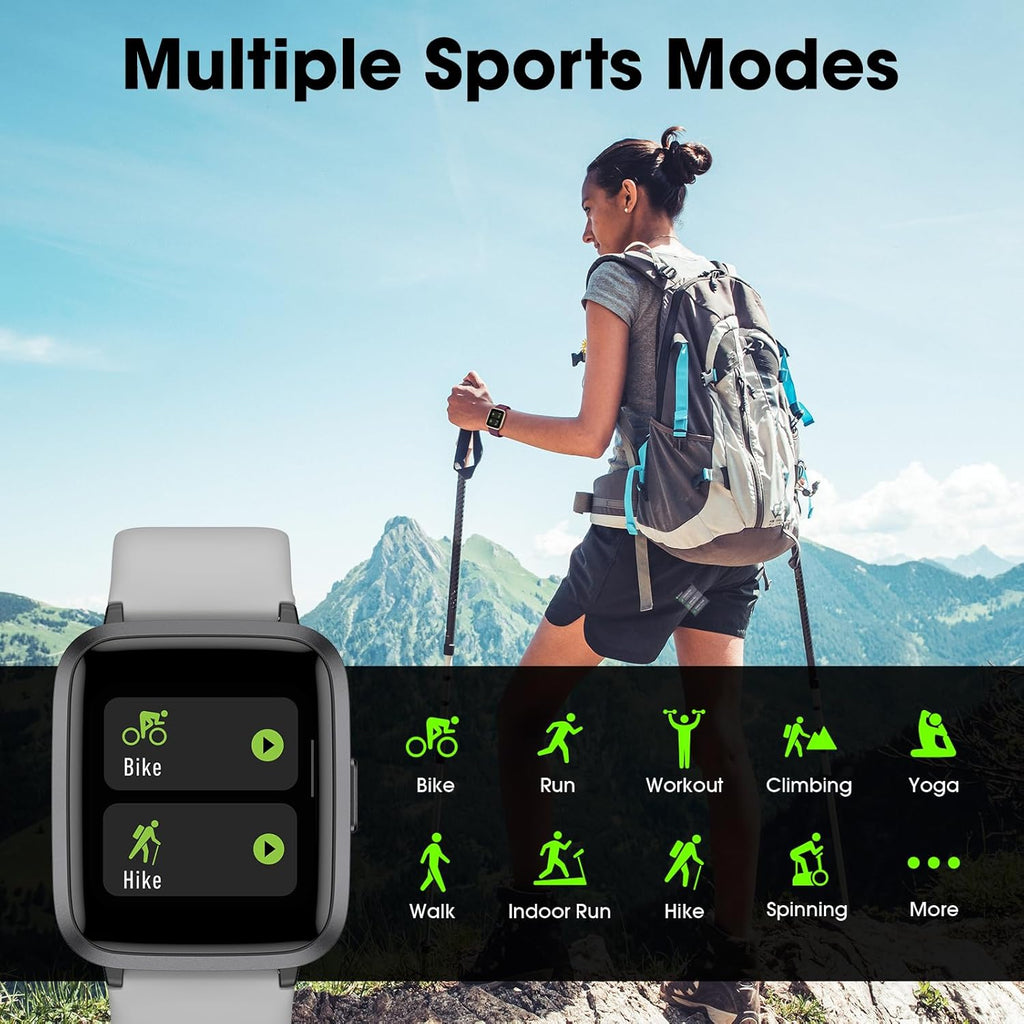 Smart Watch, Fitness Tracker with Touchscreen, Heart Rate Monitor, Blood Oxygen, Sleep Tracking Fitness Watch 5ATM Waterproof Smartwatch for Women Men Pedometer Step Calories for Android iOS