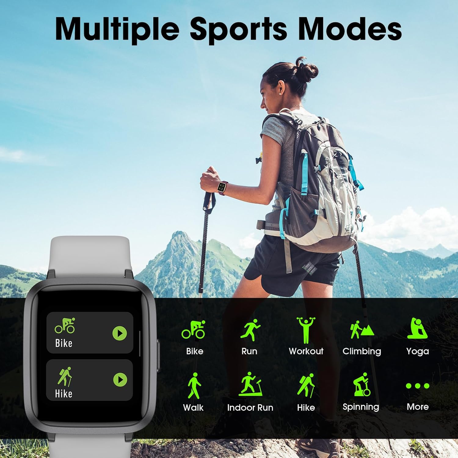 Smart Watch, Fitness Tracker with Touchscreen, Heart Rate Monitor, Blood Oxygen, Sleep Tracking Fitness Watch 5ATM Waterproof Smartwatch for Women Men Pedometer Step Calories for Android iOS