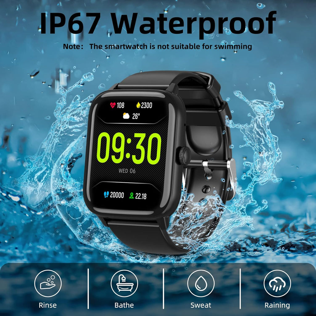 Smart Watch (Answer/Make Call), 1.96" Fitness Tracker Watch with Step Calorie Counter, 110+ Sports Modes IP67 Waterproof, Smartwatch for Men Women Bluetooth Watch Compatible with Android iPhone iOS