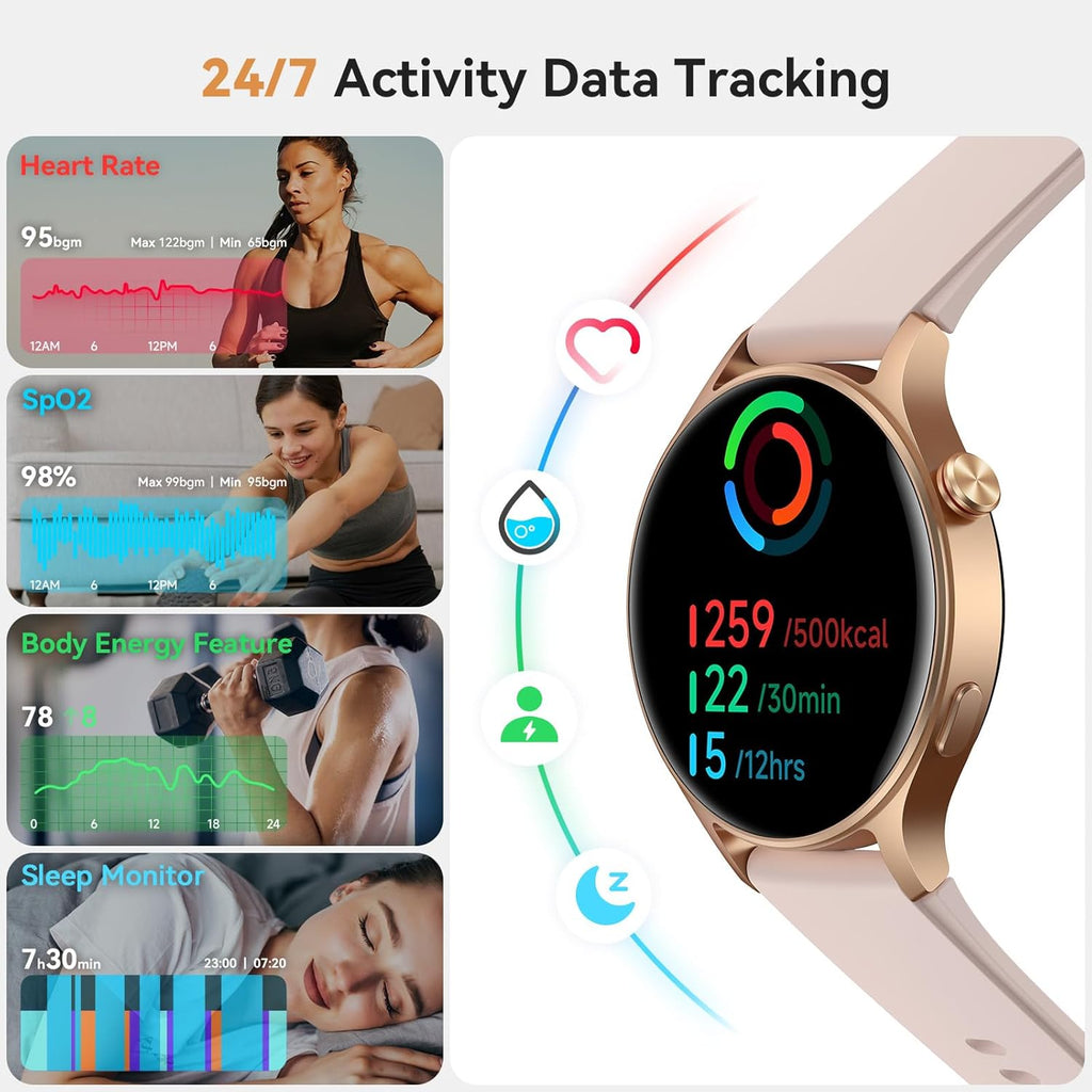 Smart Watch for Women, 2024 Newest Fitness Watch with Heart Rate/Sleep/SpO2 Monitor, Smartwatch for iPhone/Samsung/Android, 110+ Sport Modes Waterproof Activity Trackers and Reloj Inteligente