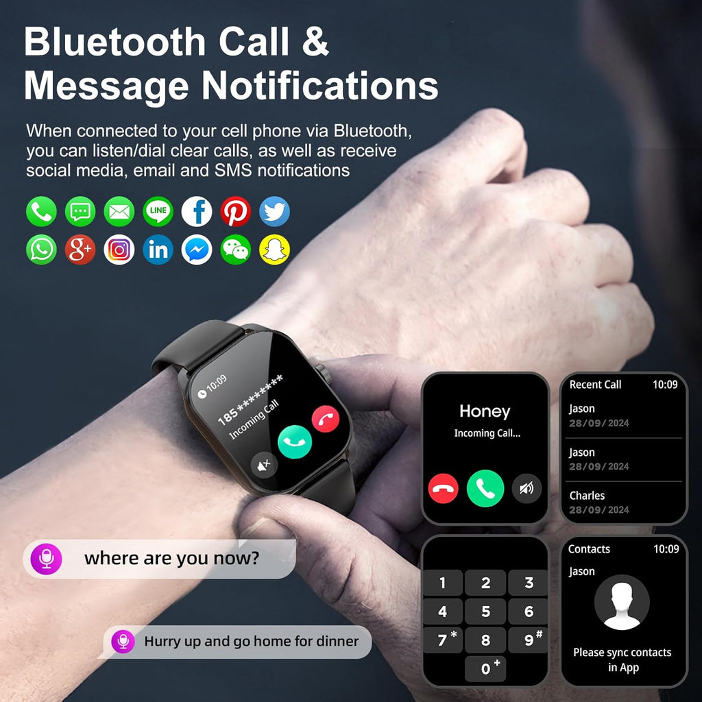 Smart Watch for Men(Answer/Make Call), 2.01" Smartwatch with Heart Rate/Sleep Monitor, Fitness Tracker with 120+ Sports Modes IP68 Waterproof Fitness Watch for Android iOS