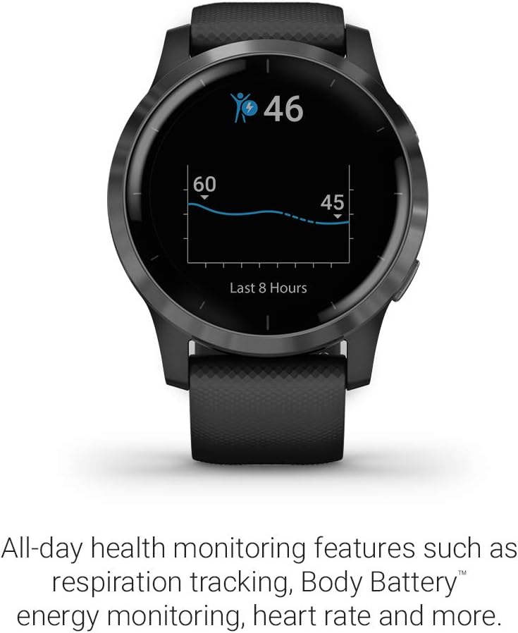 GPS Smartwatch, Features Music, Body Energy Monitoring, Animated Workouts, Pulse Ox Sensors and More, Black