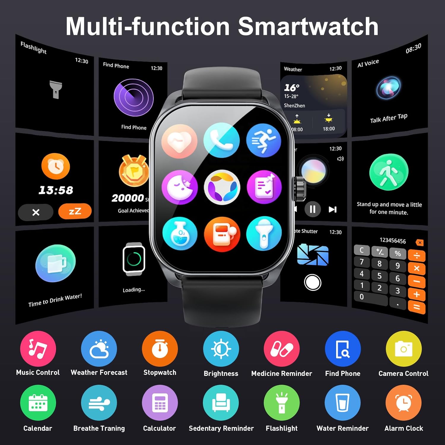 Smart Watch for Men(Answer/Make Call), 2.01" Smartwatch with Heart Rate/Sleep Monitor, Fitness Tracker with 120+ Sports Modes IP68 Waterproof Fitness Watch for Android iOS